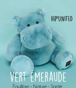 Peluche Hippopotame HIP'UNITED Vert émeraude - 40 cm