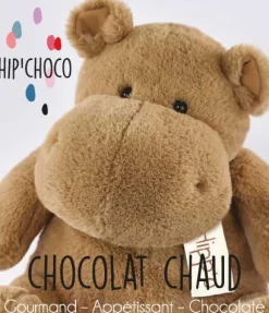 Peluche Hippopotame marron - chocolat chaud - 85cm