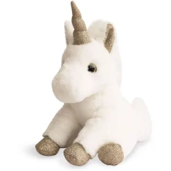 Peluche Licorne paillettes Blanche Or - 23 cm