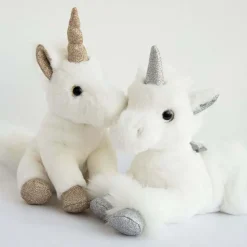 Peluche Licorne paillettes Blanche Or - 23 cm