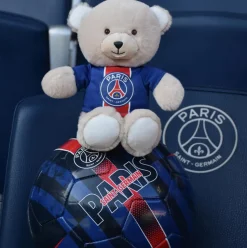 Peluche officielle Ours PSG - Bandes Hechter -Maillot Champion- 23 cm