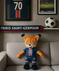 Peluche officielle PSG - Mascotte Germain Le Lynx - 35 cm