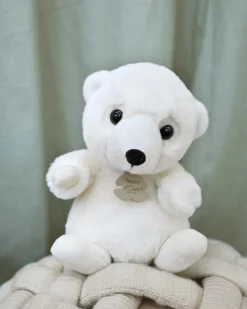 Peluche ours blanc assis - 20 cm