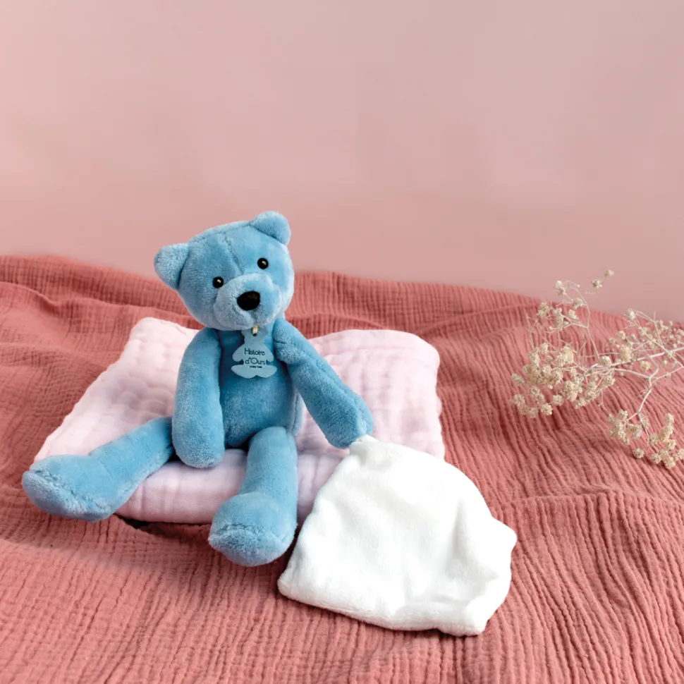 Peluche Ours bleu avec Doudou - 30 cm