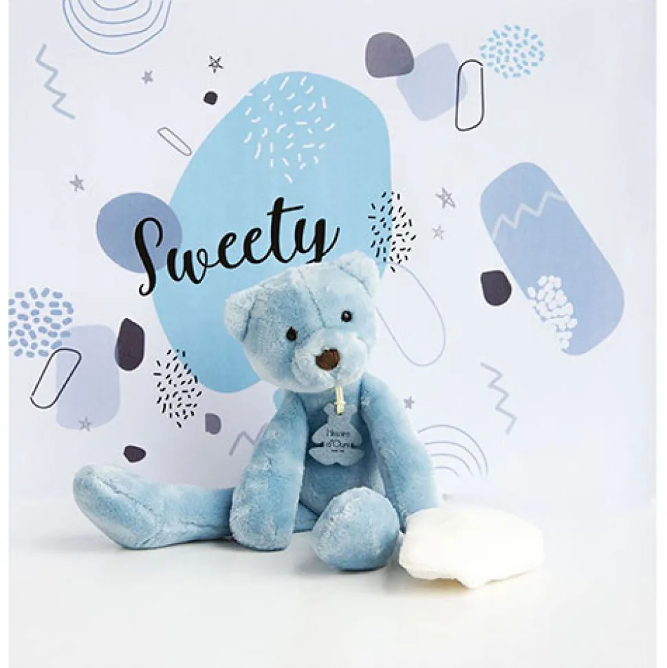Peluche Ours bleu avec Doudou - 30 cm