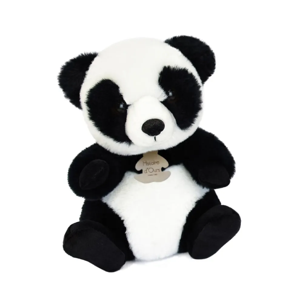 Peluche panda assis blanc et noir - 20 cm