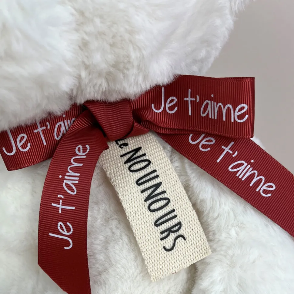 Peluche personnalisée Je t'Aime - Ours en peluche blanc - Édition limitée - 40 cm