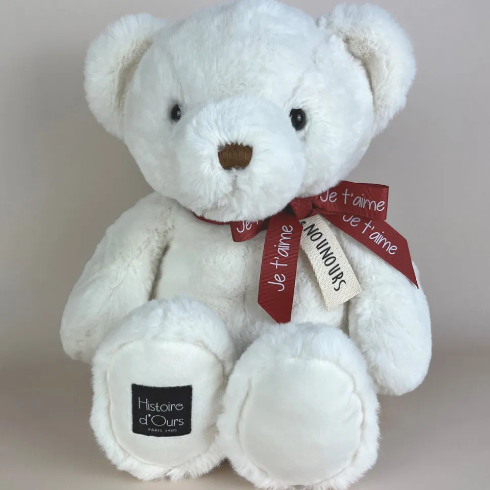 Peluche personnalisée Je t'Aime - Ours en peluche blanc - Édition limitée - 40 cm