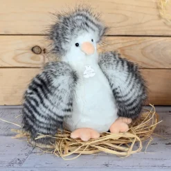 Peluche Poule " Poulette " blanche et grise - 20 cm
