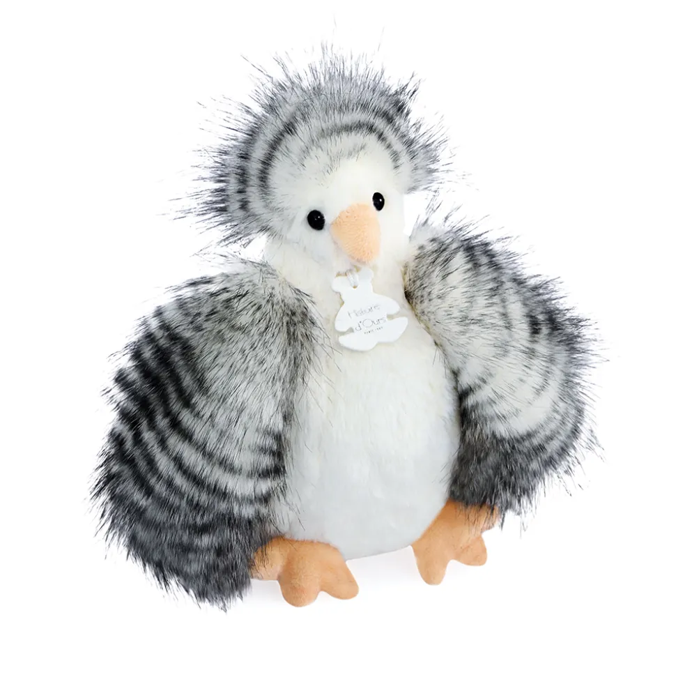 Peluche Poule " Poulette " blanche et grise - 20 cm