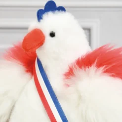 Peluche poule blanche - 20 cm - Fabriquée en France