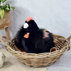 Peluche poule "Poulette" - Noire - 28 cm