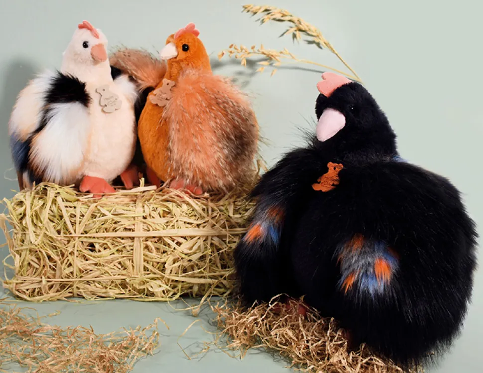 Peluche poule "Poulette" - Noire - 28 cm