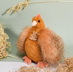 Peluche poule "Poulette" - Orange roux - 20 cm