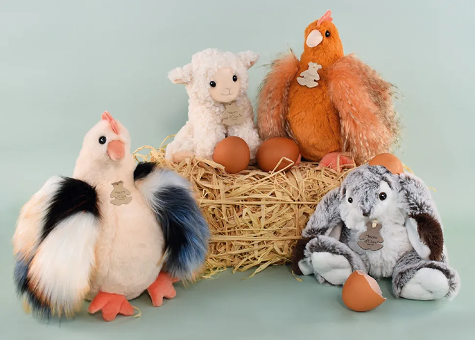 Peluche poule "Poulette" - Orange roux - 20 cm