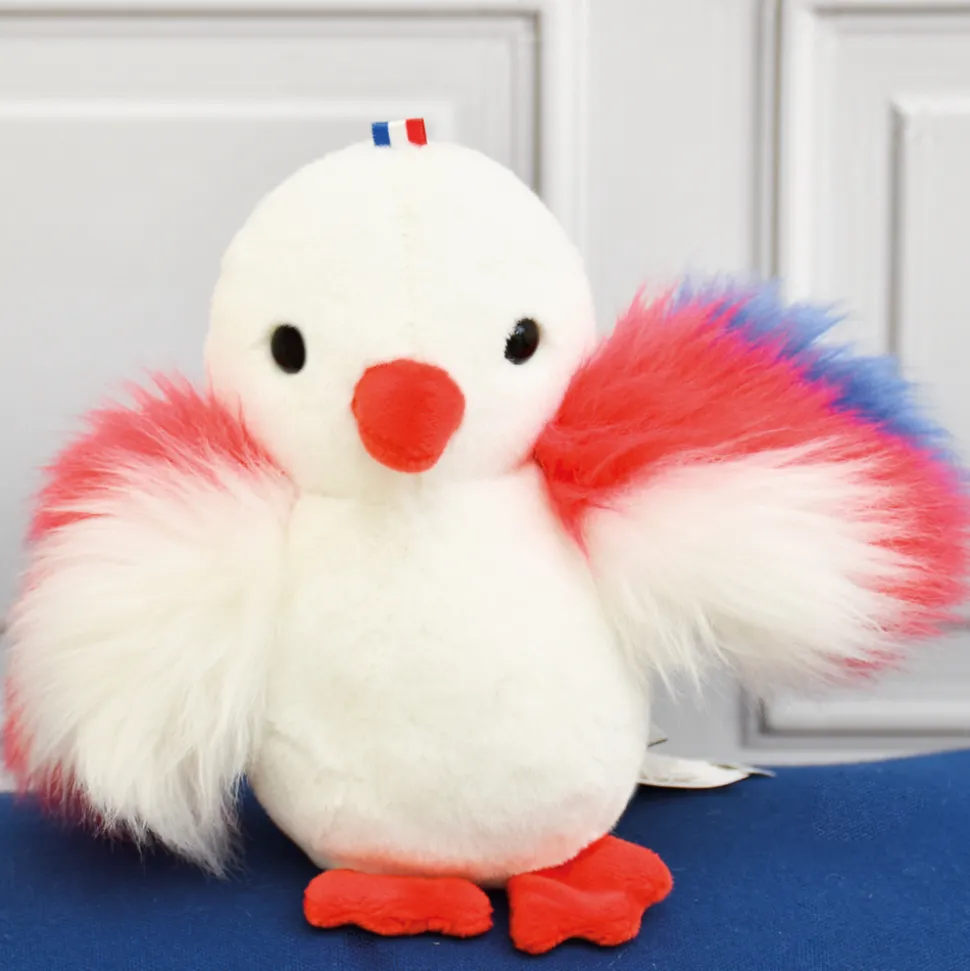 Peluche poussin blanc - 15 cm - Fabriqué en France