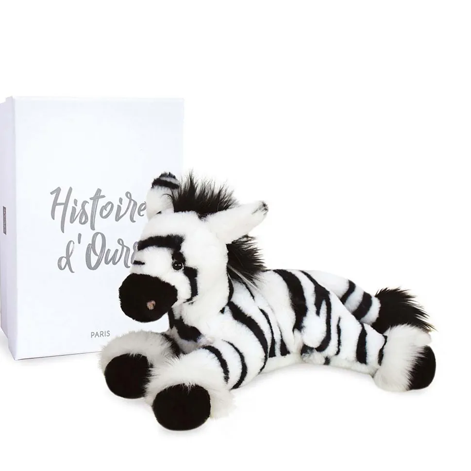 Peluche Zèbre Blanc et noir - 25 cm
