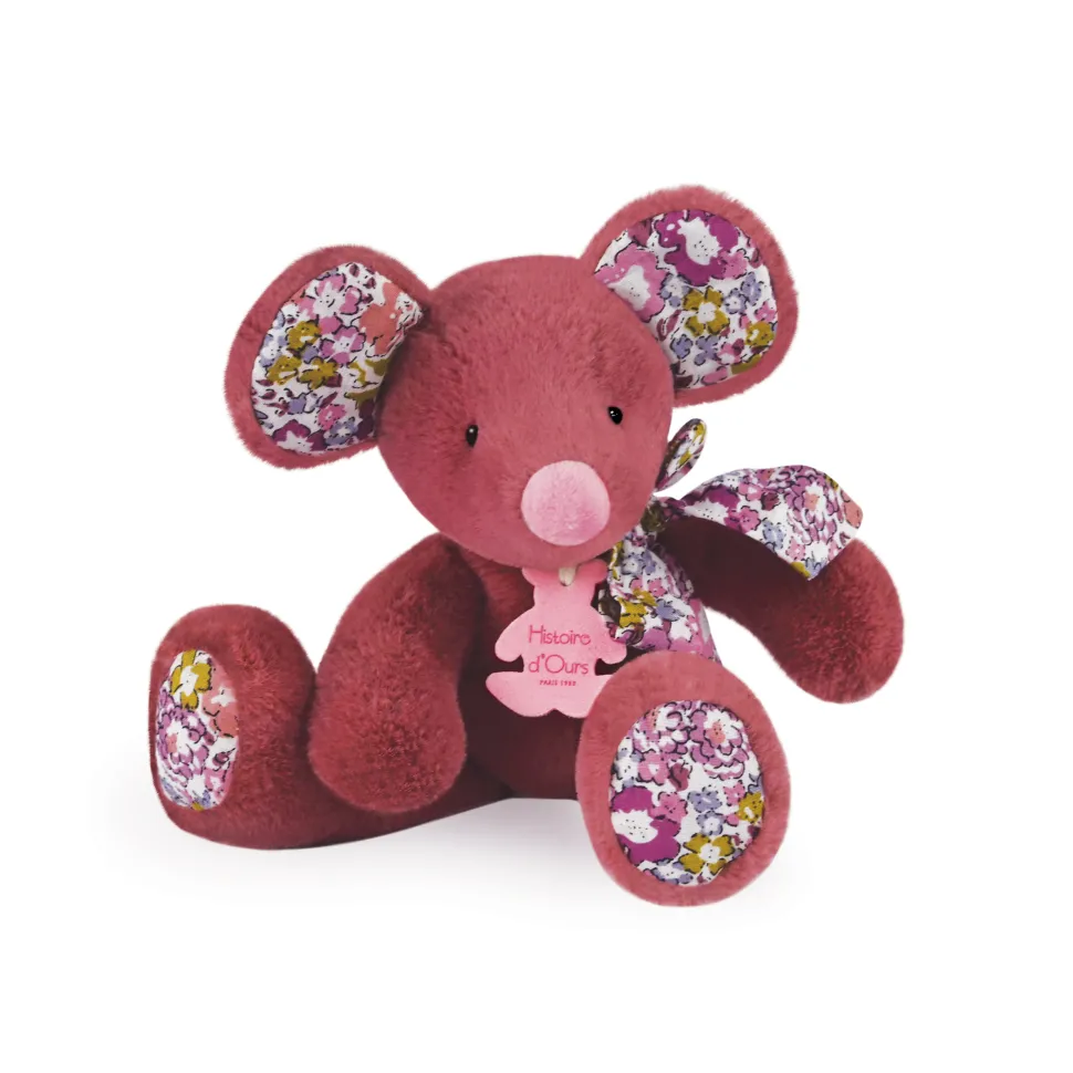 Petite peluche souris rose fushia - 20 cm