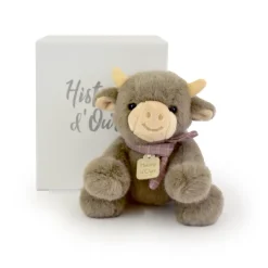 Petite Peluche Vache foulard - 14 cm