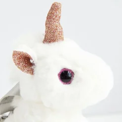 Porte-Clé Peluche Licorne Blanc Rose - 14 cm