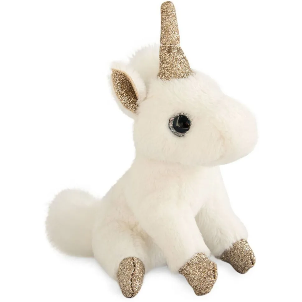 Porte-Clé Peluche Licorne Blanc Or - 14 cm