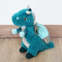 Porte-clé-Grégoire peluche dragon - Vert emeraude -15 cm