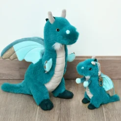 Porte-clé-Grégoire peluche dragon - Vert emeraude -15 cm