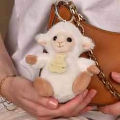 Porte-clés agneau écru - 12 cm - Les doux stretch