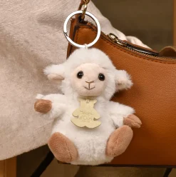 Porte-clés agneau écru - 12 cm - Les doux stretch