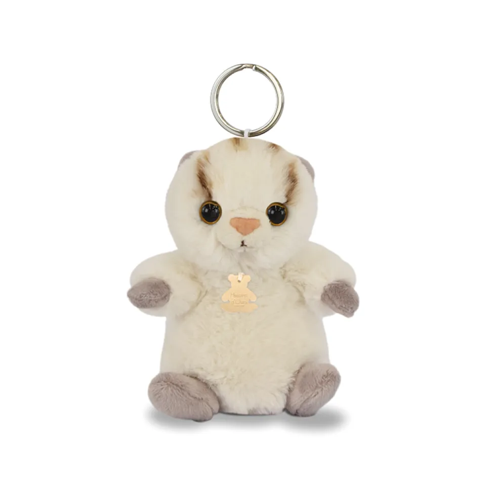 Porte-clés chat écru - 12 cm - Les doux stretch