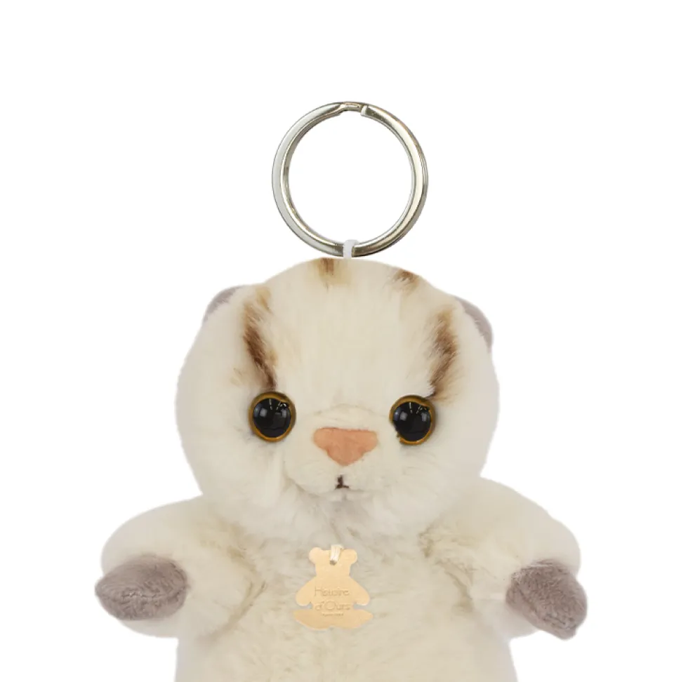 Porte-clés chat écru - 12 cm - Les doux stretch