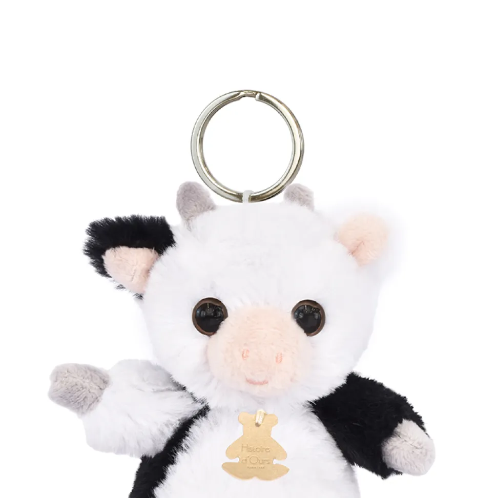 Porte-clés vache blanche - 12 cm - Les doux stretch
