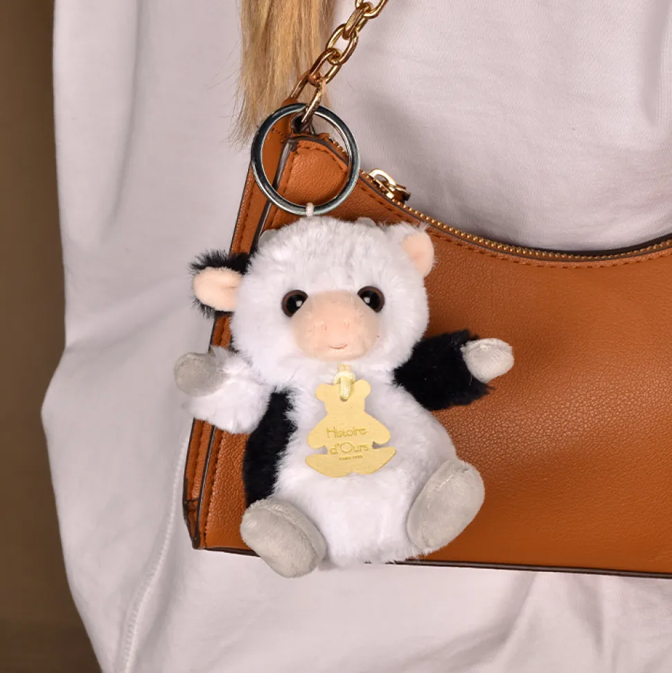 Porte-clés vache blanche - 12 cm - Les doux stretch